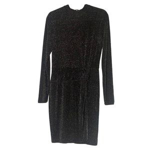 Michael Kors Womens Black and Silver Metallic Sparkle Shimmery Dress Size Medium